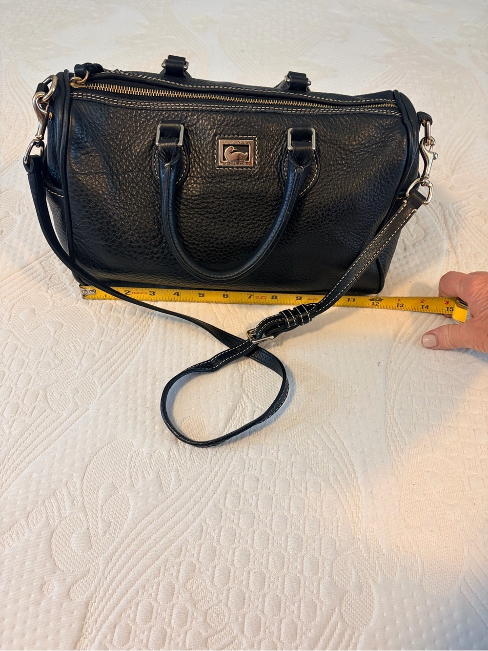 Dooney & Bourke Black Pebbled Leather Duffel Crossbody